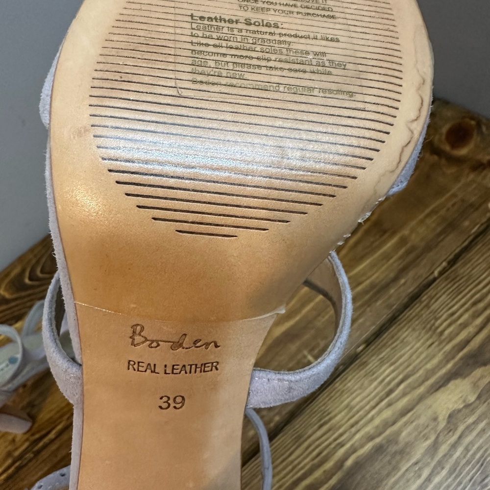 Boden Eva lavender suede leather heeled peep toe cutout shoe EU 39 - Picture 7 of 11